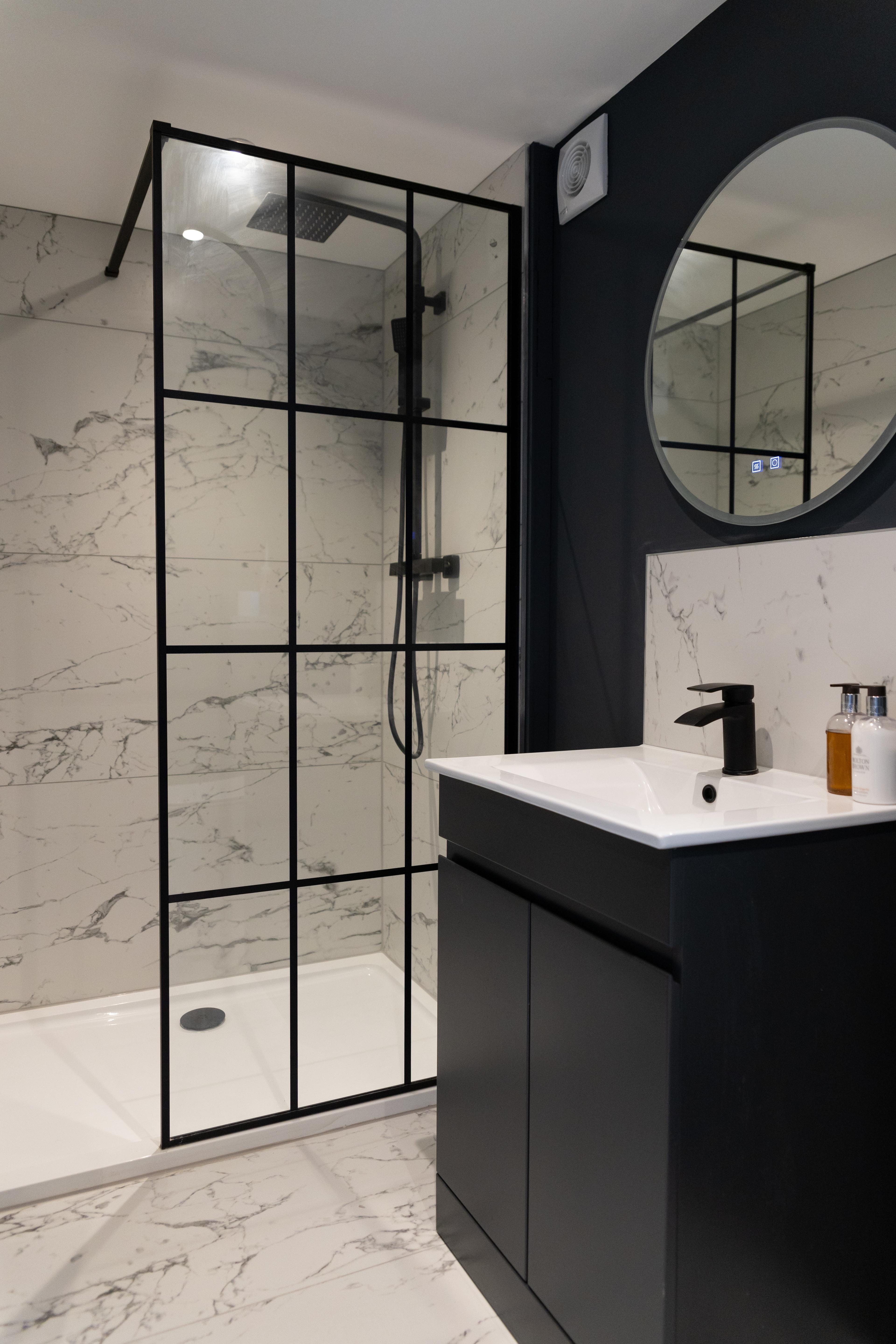 Poolside villa shower