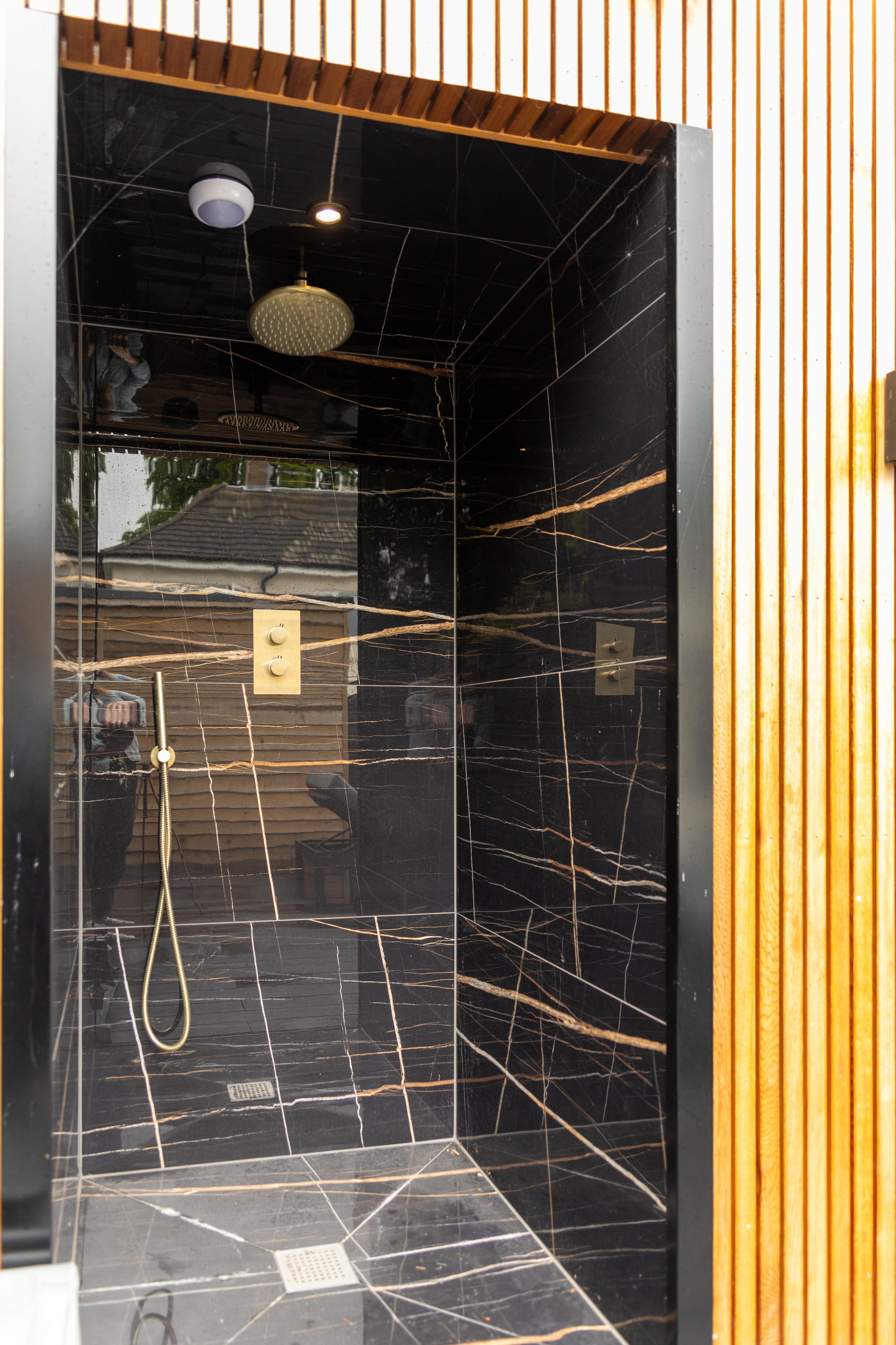 Refreshing outdoor shower area